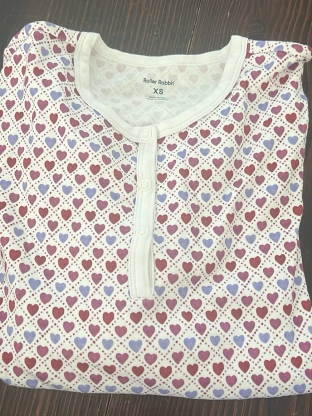Roller Rabbit pajama SET LIKE NEW big Heart Print sz XS women
